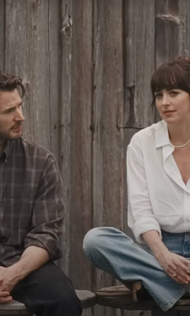Dakota Johnson and Chris Evans in Celine Song's MATERIALISTS