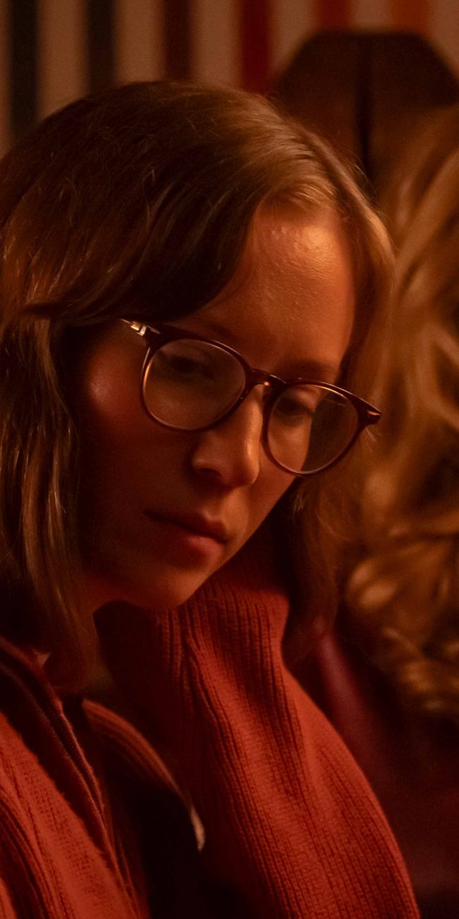 Hannah Einbinder and Gillian Anderson in TEENAGE SEX AND DEATH AT CAMP MIASMA