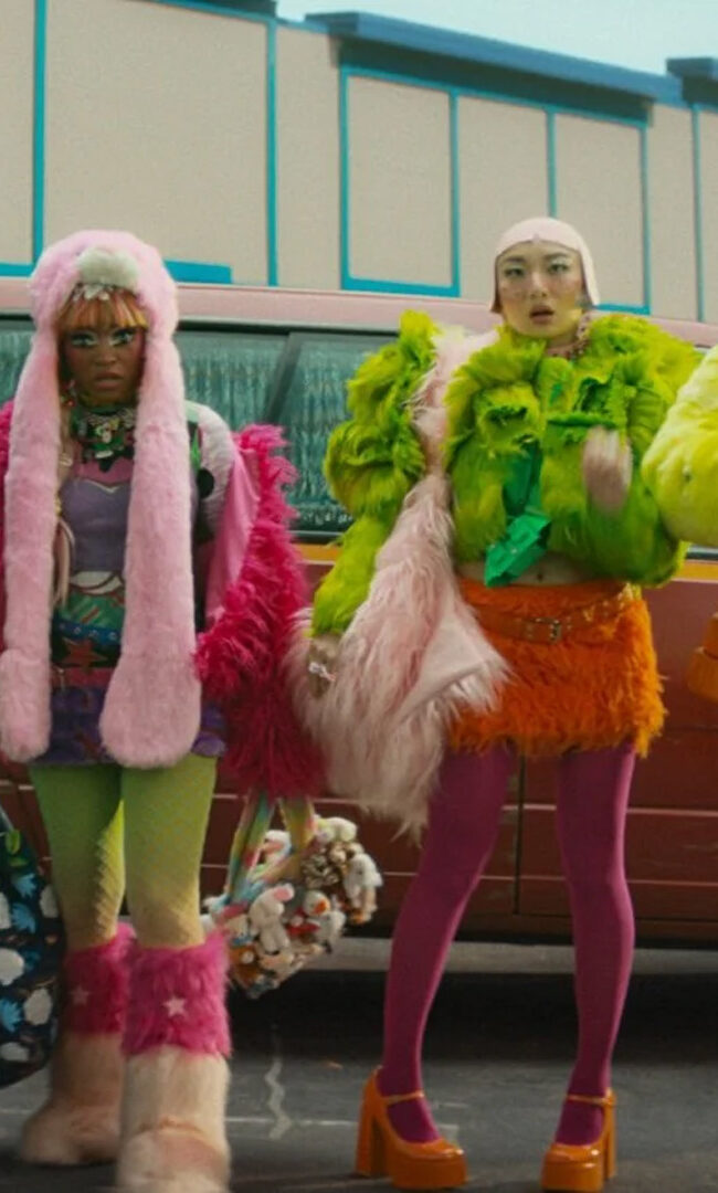 Keke Palmer, Naomi Ackie, Taylour Paige, and Poppy Liu in Boots Riley's I LOVE BOOSTERS