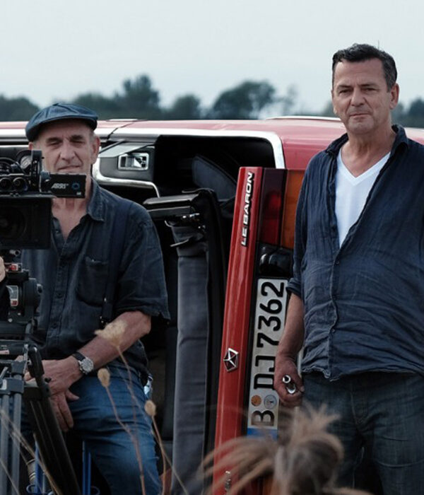 Barbara Auer, Hans Fromm, and Christian Petzold on the set of MIROIRS NO. 3