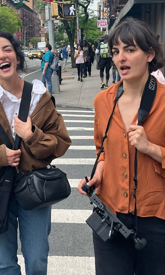 Mimi Davila and Paula Gonzalez-Nasser on the set of THE SCOUT